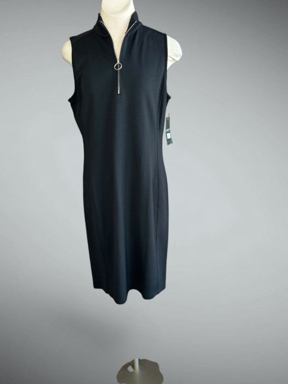 Lauren Ralph Lauren Black Sheath Dress Quarter Zip NWT $115